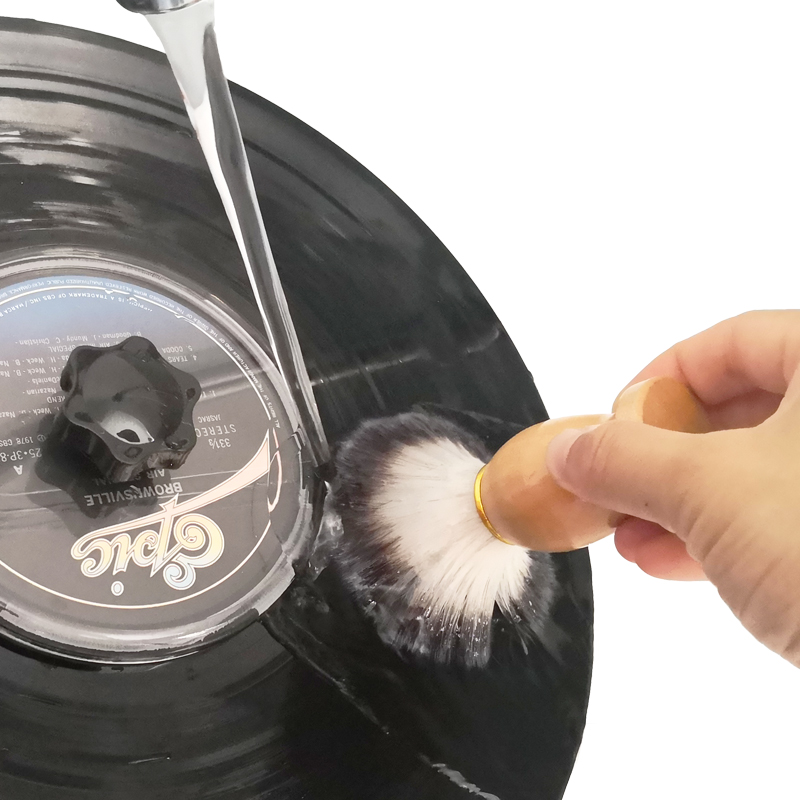Vinyl Record Cleaner - Wasserreinigungsbürste aus Holz für Schallplatten, LP-Halterreiniger,