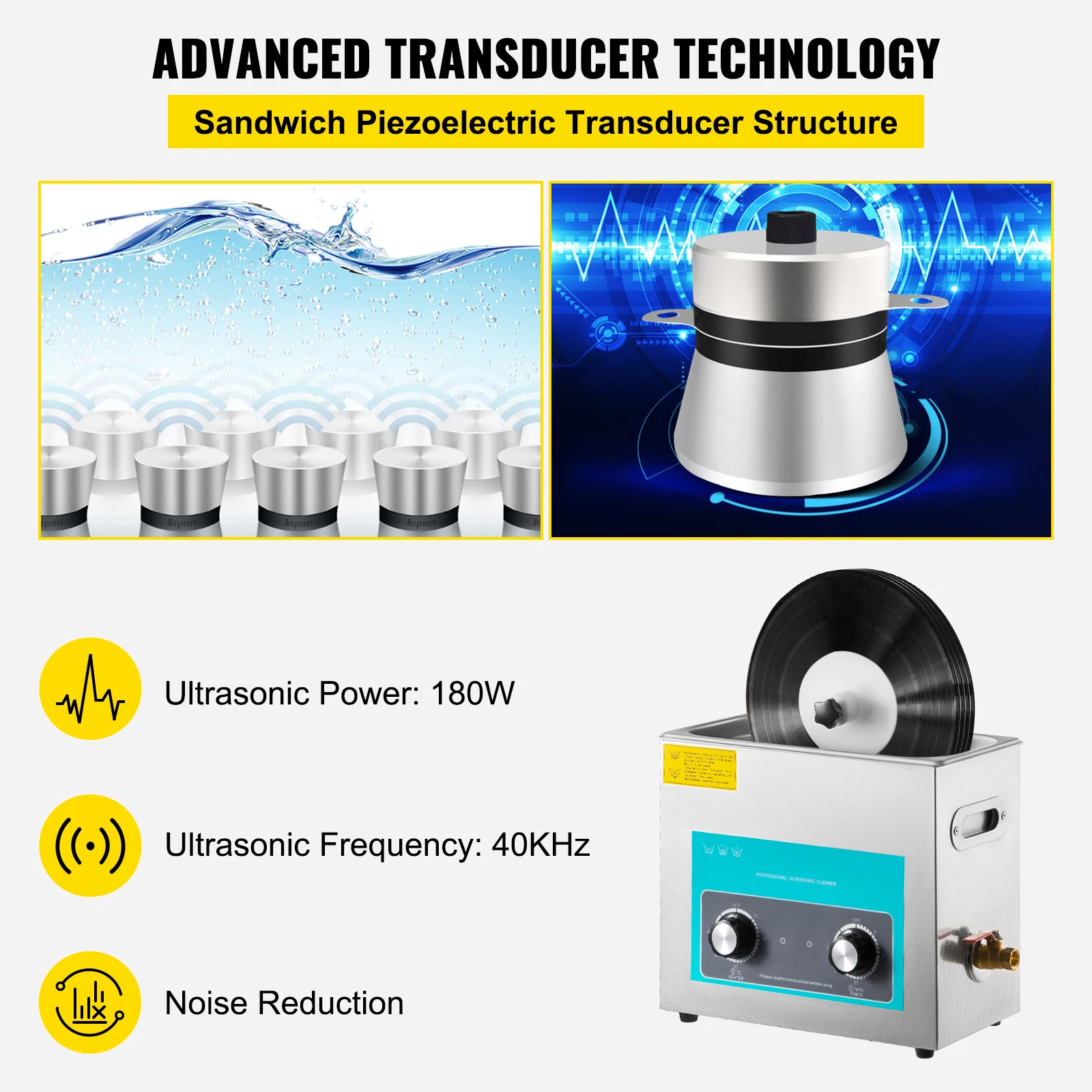 Vinyl Record Cleaner - SIHAO 6L Schallplattenreiniger mit Drehknopf 180W
