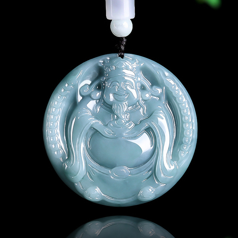 Vintage Necklace - Burmesischer Jadeit Gott des Reichtums Anhänger