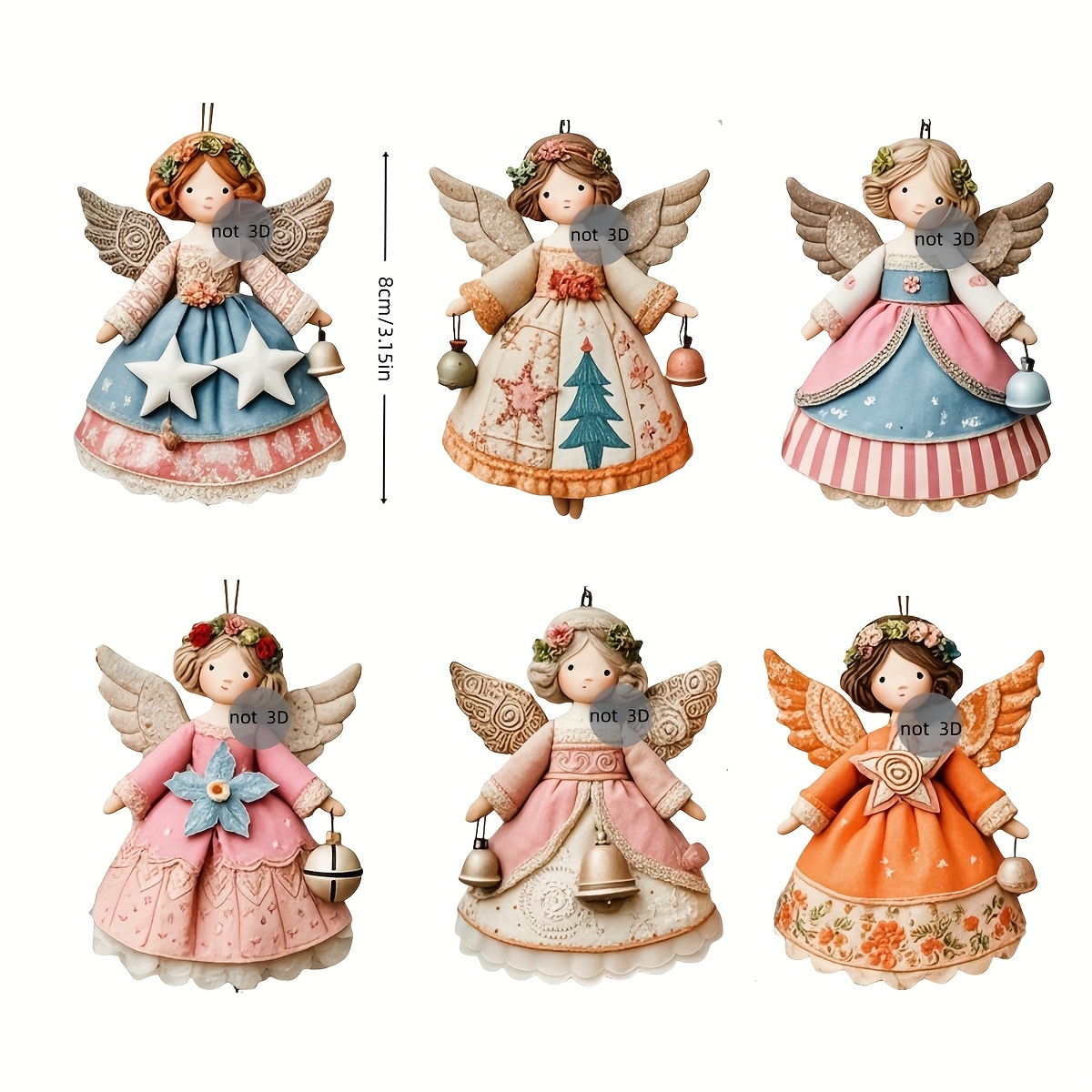 6/12 Stück 2D Flache Holzengel – Vintage Collectible Dolls Bewertung und Preis